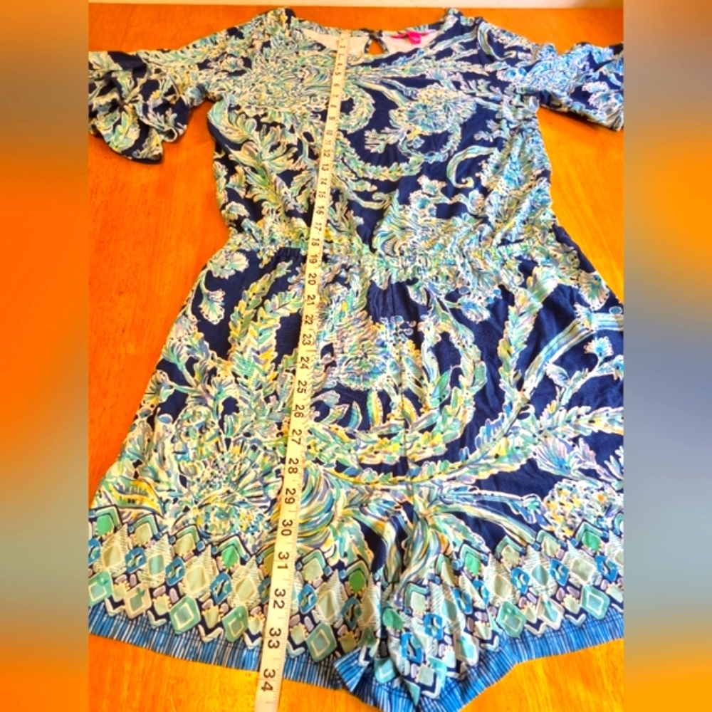 Lilly Pulitzer Navy and Aqua Paisley Dress - Picture 6 of 10